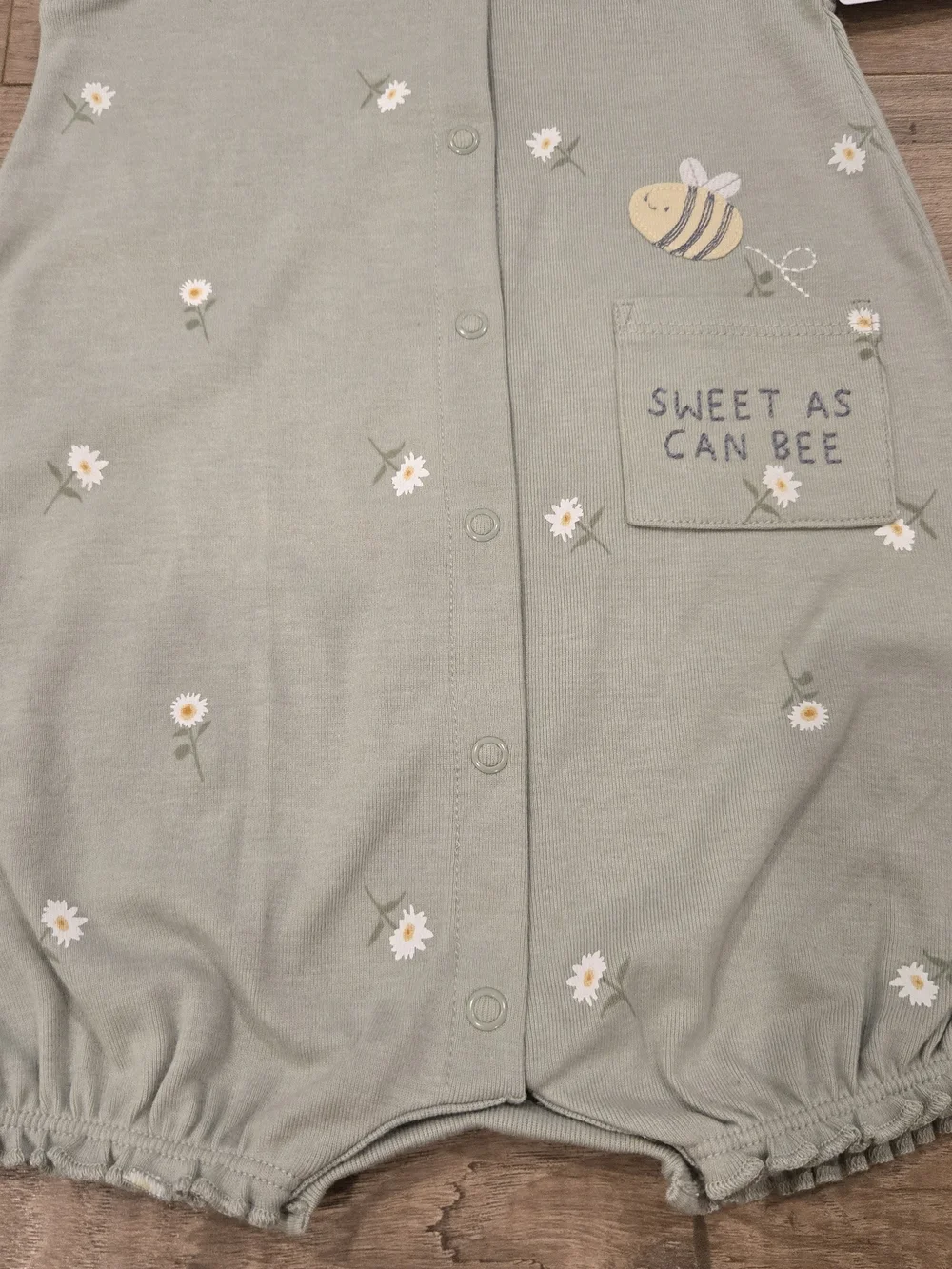 NWT Carter's Sweet As Can Bee Sage Green Romper Size 18Mos